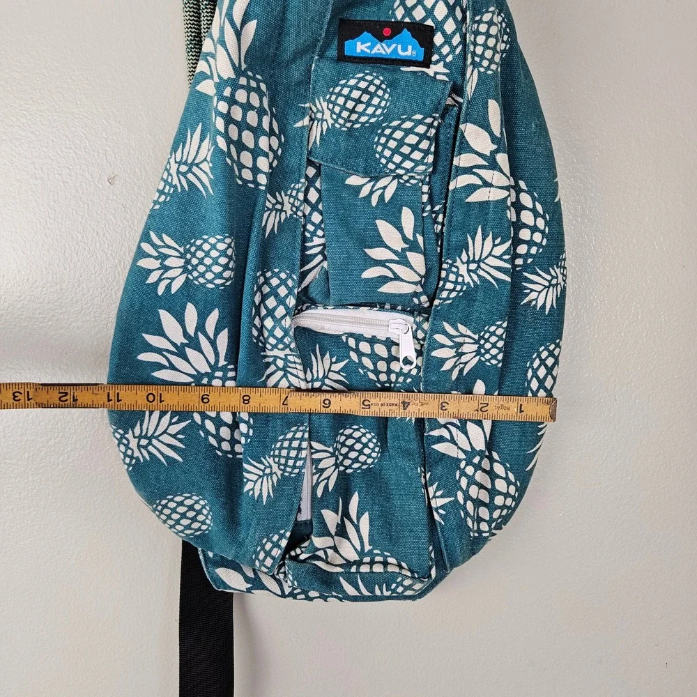 Kavu Rope‎ Sling Backpack Pineapple Print Washed Teal Blue